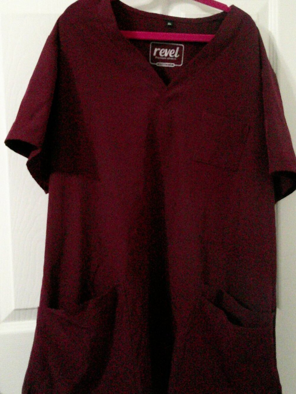 Revel Premium Stretch Burgundy Scrub Top XL V Neck